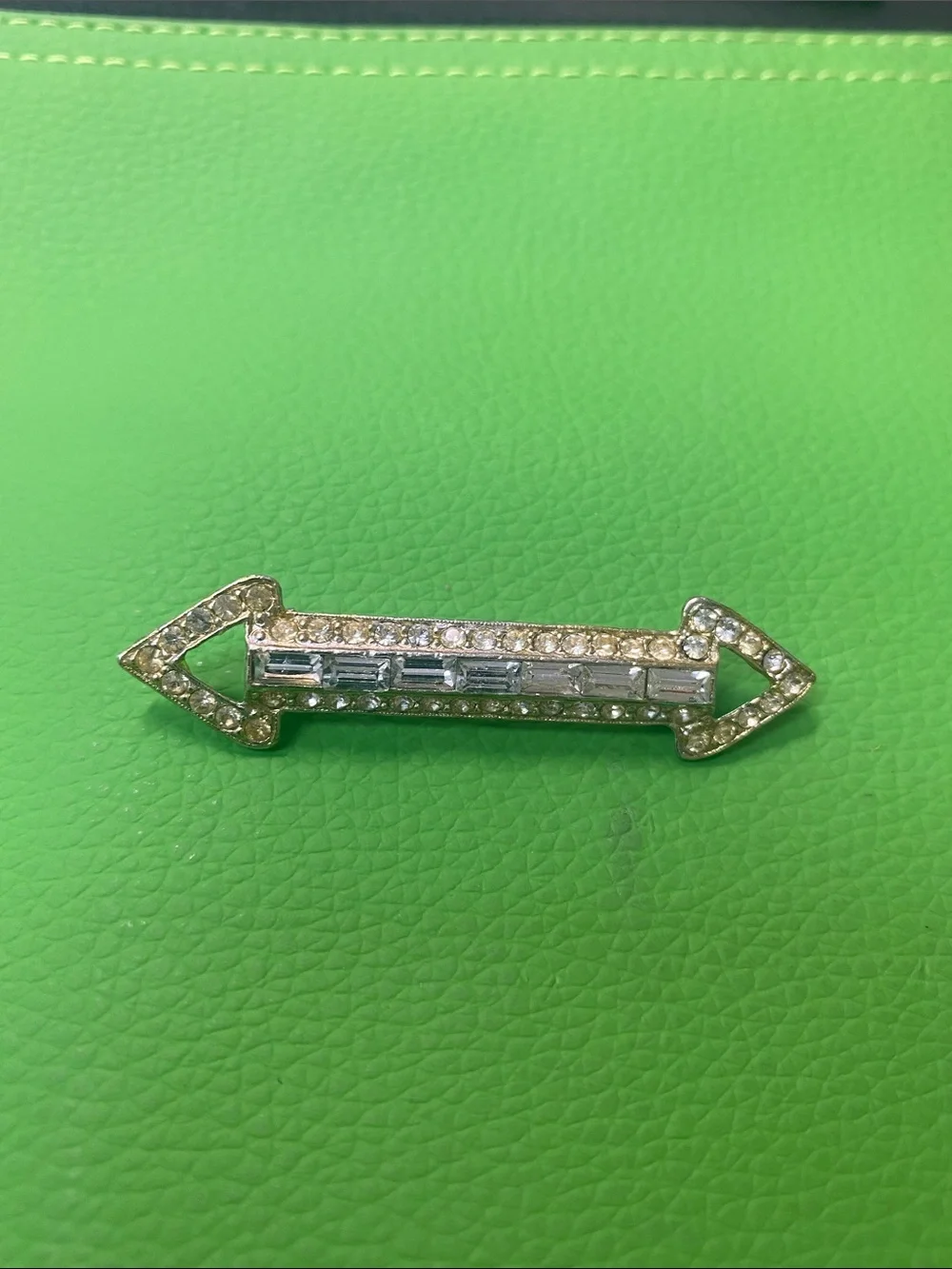 Kenneth Lane Crystal Arrow Bar Brooch - Silver Tone